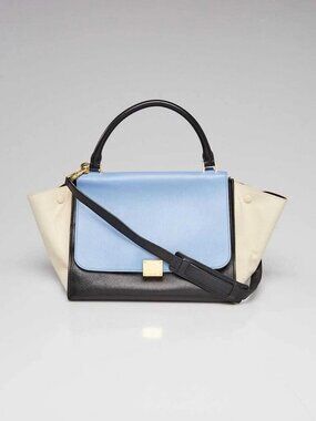 Celine Blue/Black/White Leather Medium Trapeze Bag